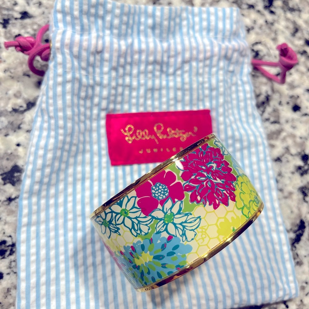 Lilly Pulitzer Jubilee Cuff bracelet circa 2008 w Seersucker dust bag